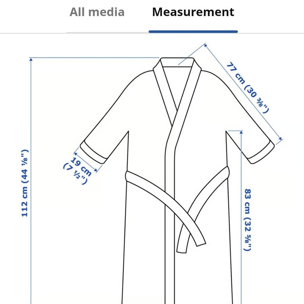 IKEA White Terry Bathrobe with Shawl Collar - Picture 3 of 6